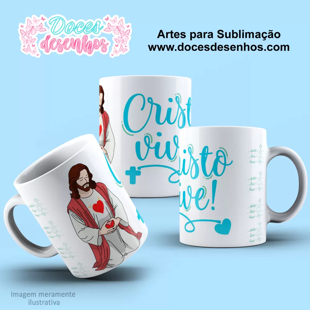  Arte Estampa Caneca - Sublimação - Religião - Jesus - 2024 - 2025