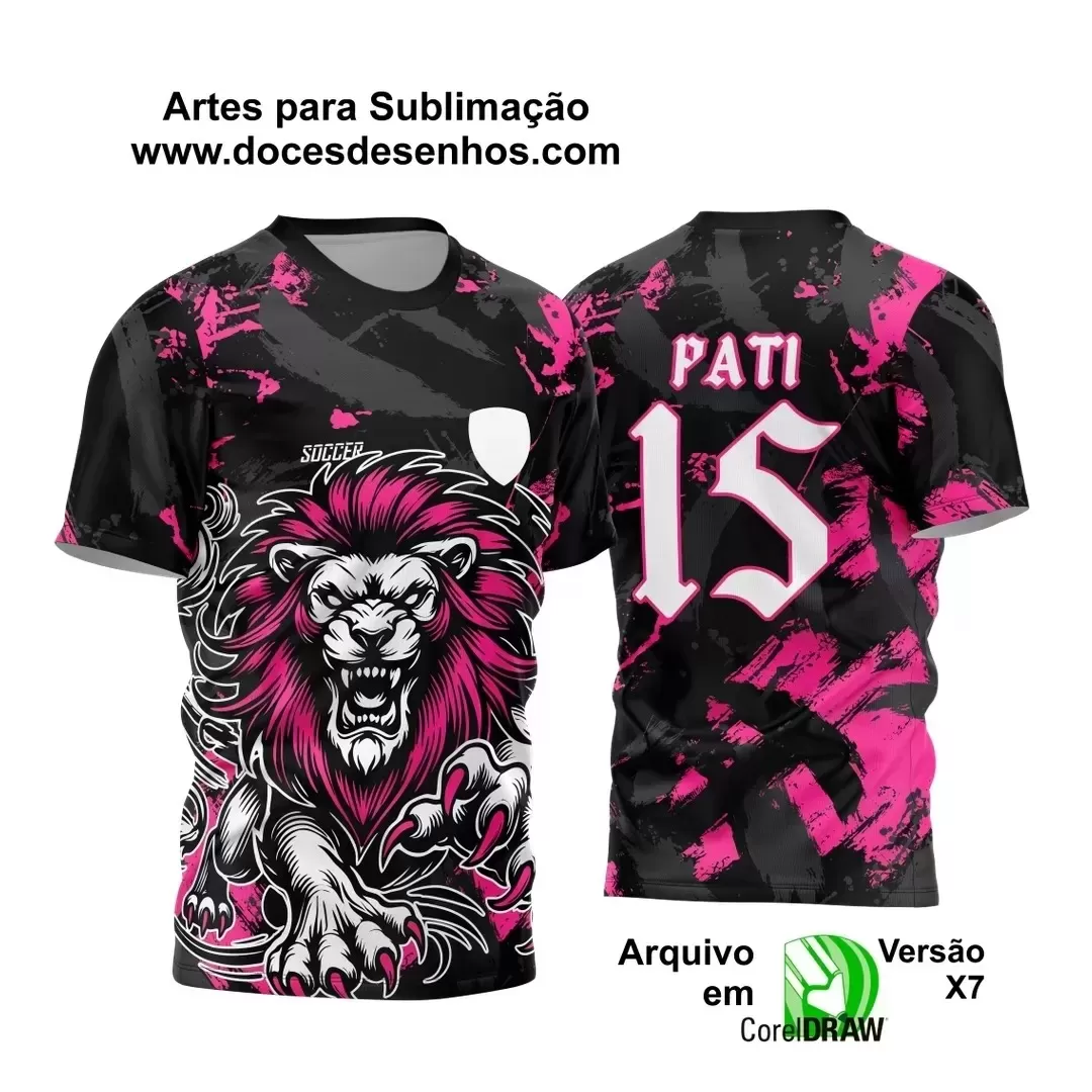  Arte Vetor - Camisa de Interclasse Personalizada Rosa - Jogos Internos - Leão - 2024 - 2025