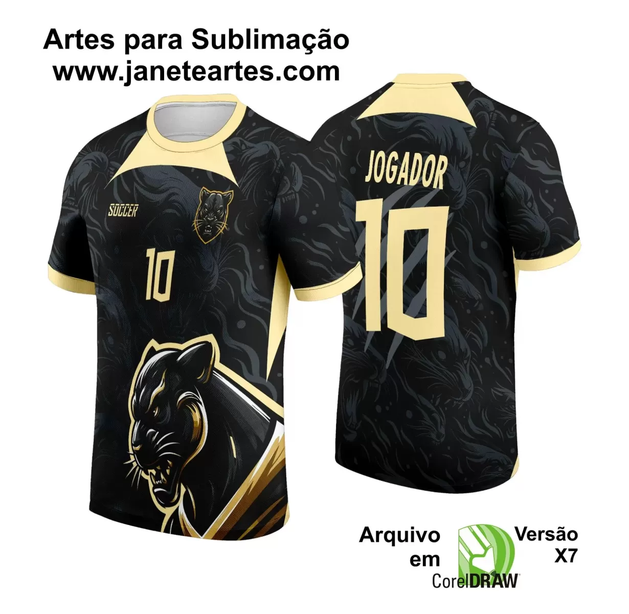  Arte Vetor - Camisa de Interclasse Preta - Pantera - 2024 - 2025