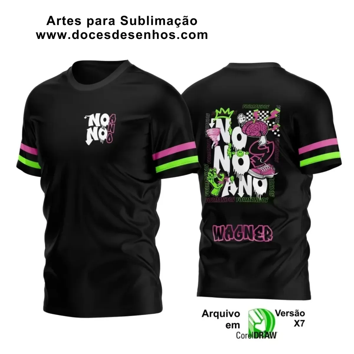  Estampa para Camiseta Escolar – Arte Vetor - Uniforme Concluintes 2025 – Formandos 9º Ano: Estilo Cérebro