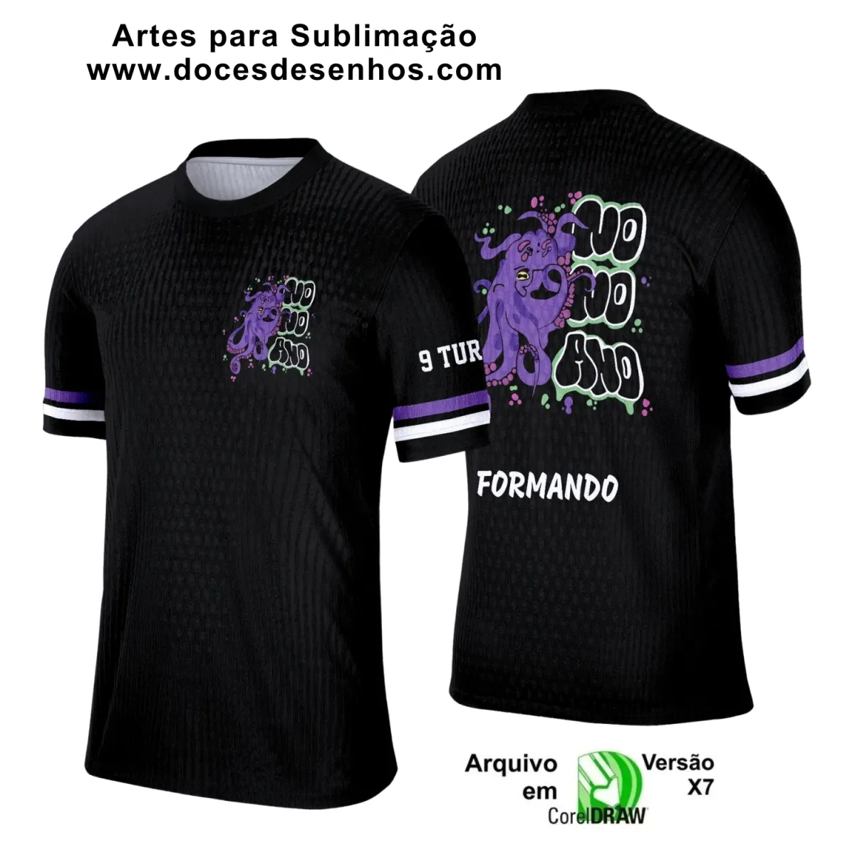  Estampa para Camiseta Escolar – Arte Vetor - Uniforme Concluintes 2025 – Formandos 9º Ano: Estilo Polvo