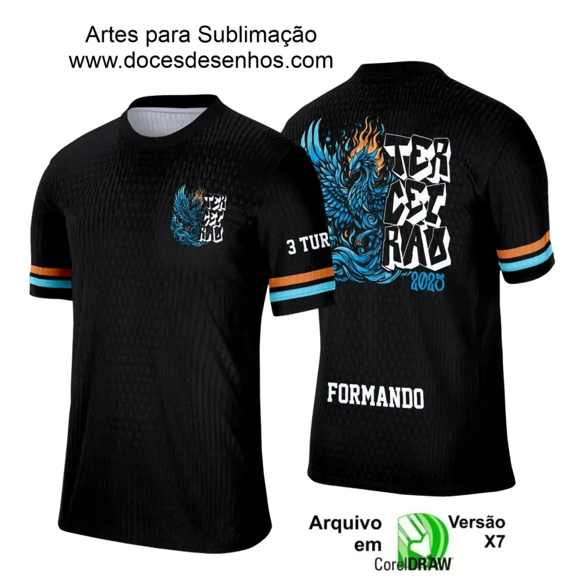  Estampa para Camiseta Escolar – Arte Vetor - Uniforme Concluintes 2025 – Terceirão: Estilo Fênix