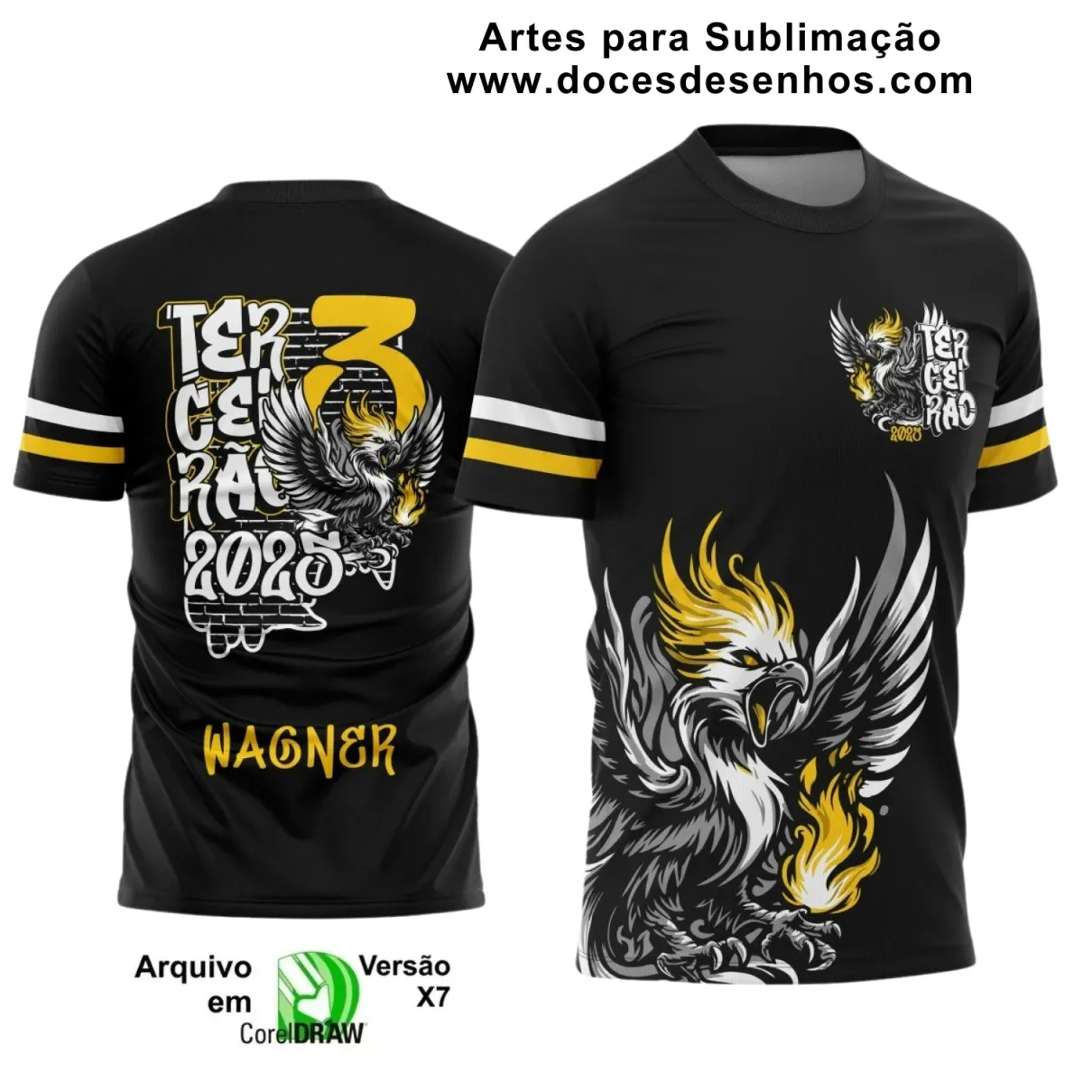  Estampa para Camiseta Escolar – Arte Vetor - Uniforme Concluintes 2025 – Terceirão: Estilo Fênix