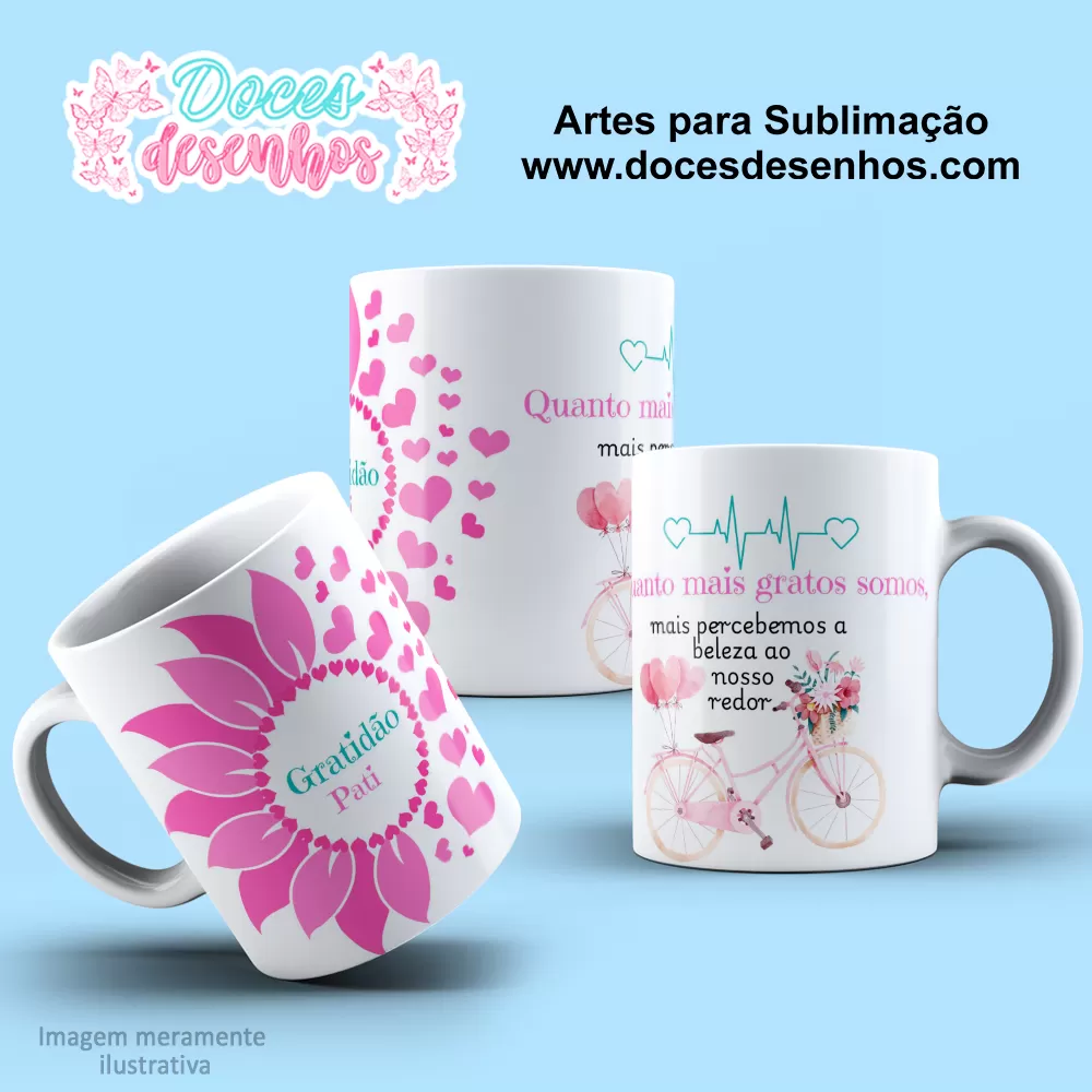 Gratidão em Cada Gole: Arte para Caneca de Sublimação Exclusiva 2025 