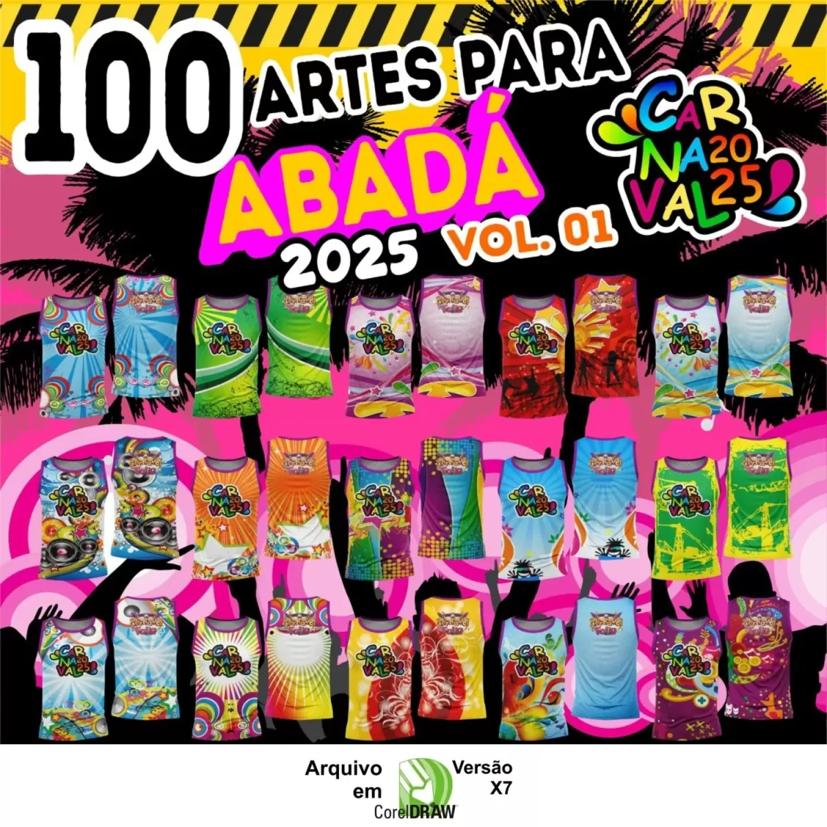 100 Modelos de Abadá Carnaval 2025: Arquivos Editáveis em Corel CDR