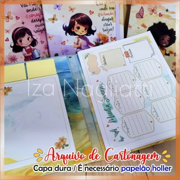 Arquivo Planner 2024 – 4 Modelos com Bloquinho e Capa Dura – Iza Nagliatti