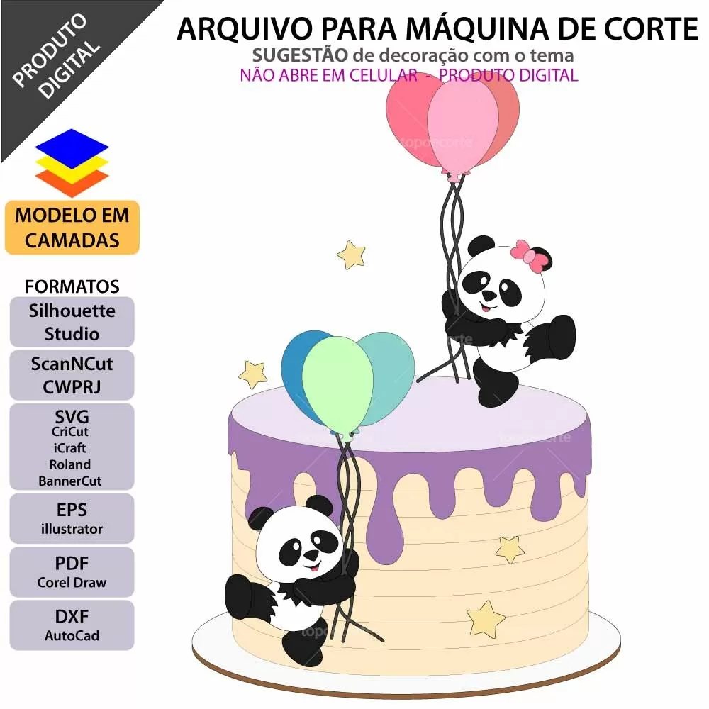 Arquivo de Corte – Topo De Bolo | Pandinha Balões – Topo e Corte