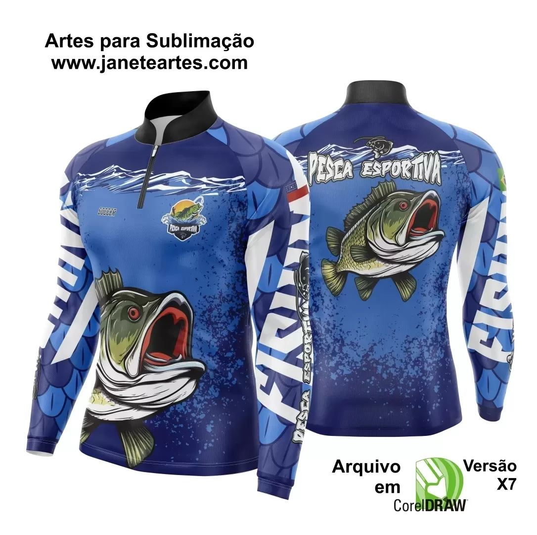 Arte Camisa Pesca Fishing Mar Azul