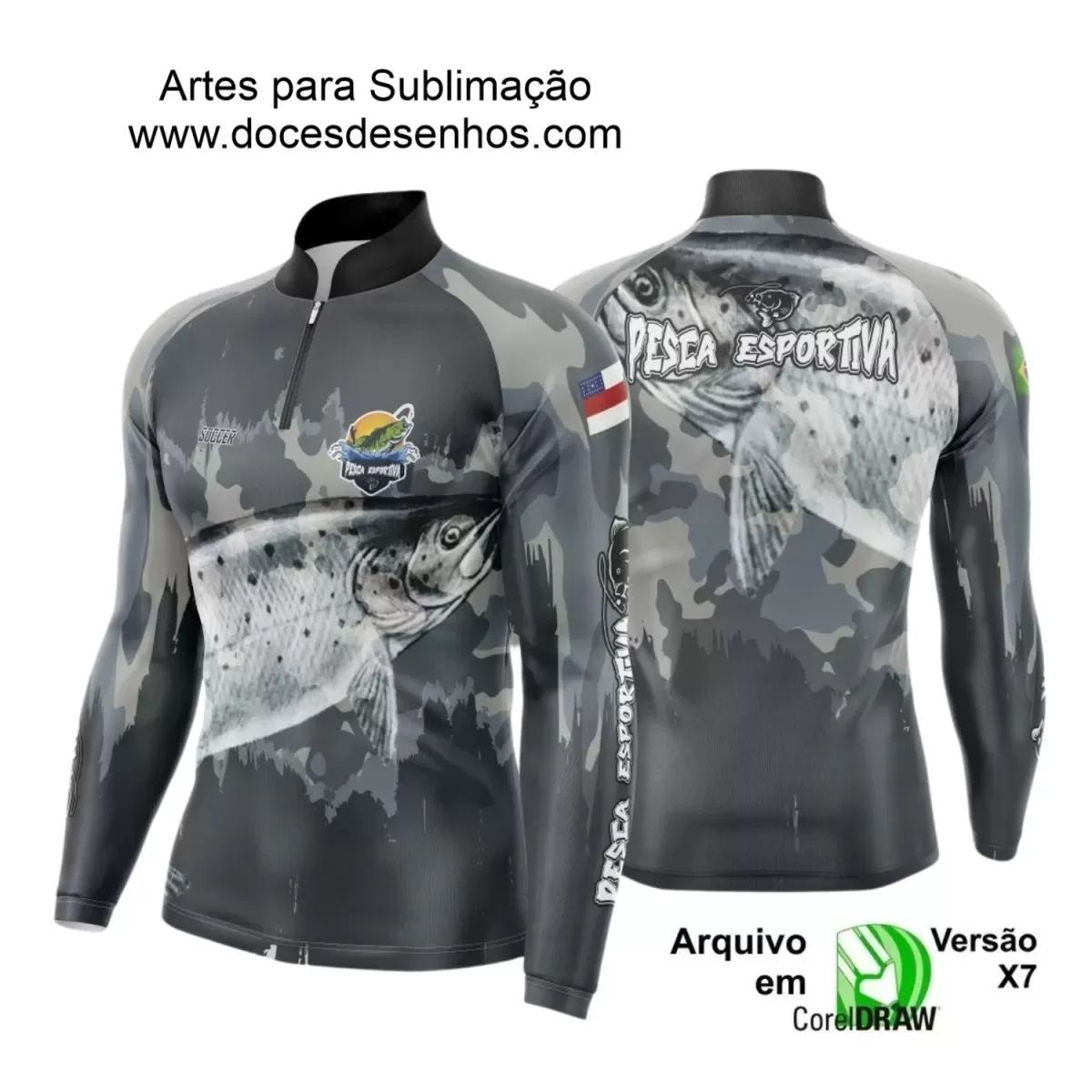 Arte Camiseta de Pesca Esportiva - 2024- 2025 - Templates Prontos