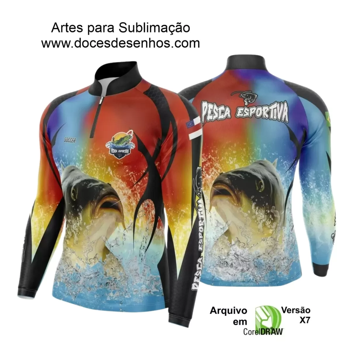 Arte Camiseta de Pesca Esportiva - 2024- 2025 - Templates Prontos