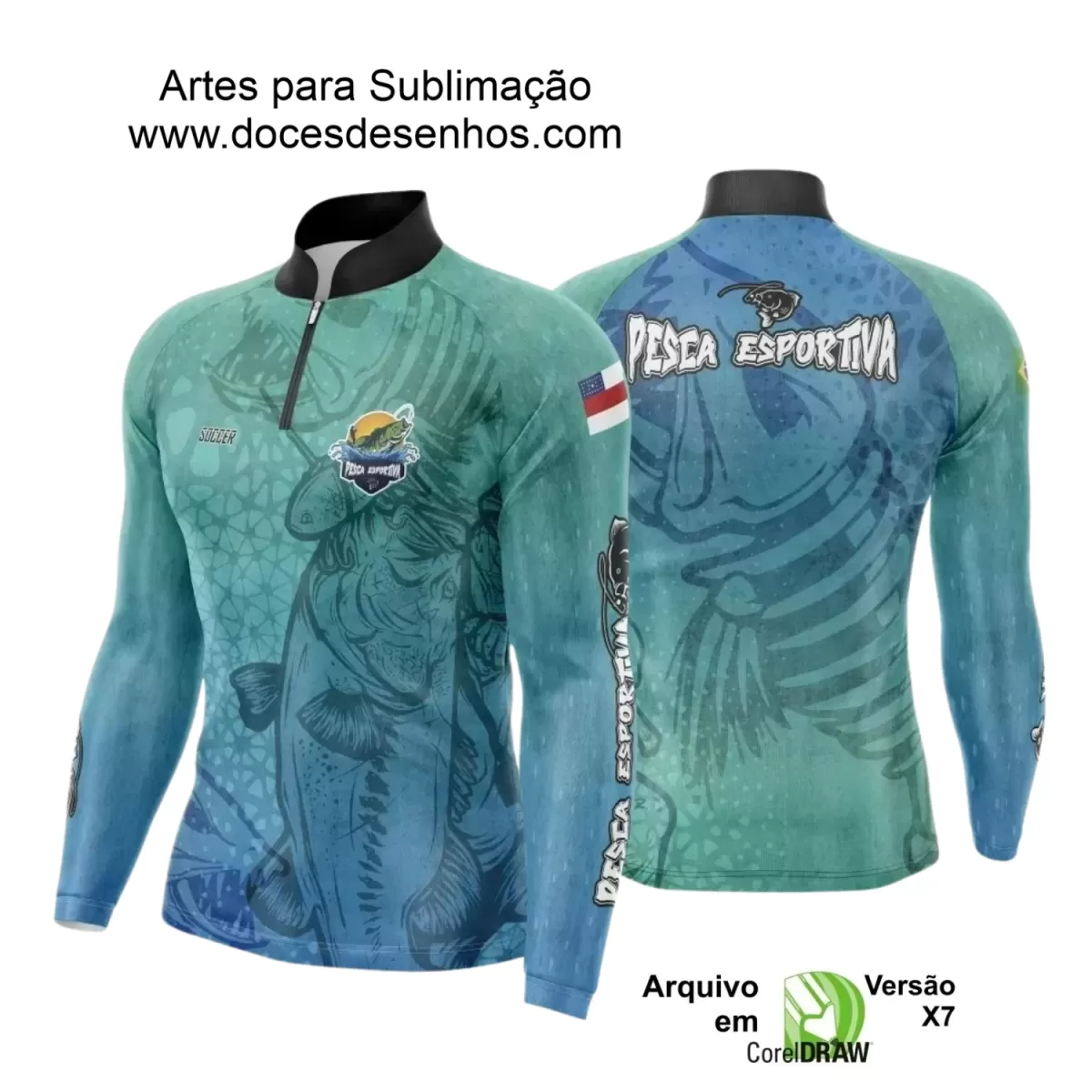 Arte Camiseta de Pesca Esportiva - 2024- 2025 - Templates Prontos