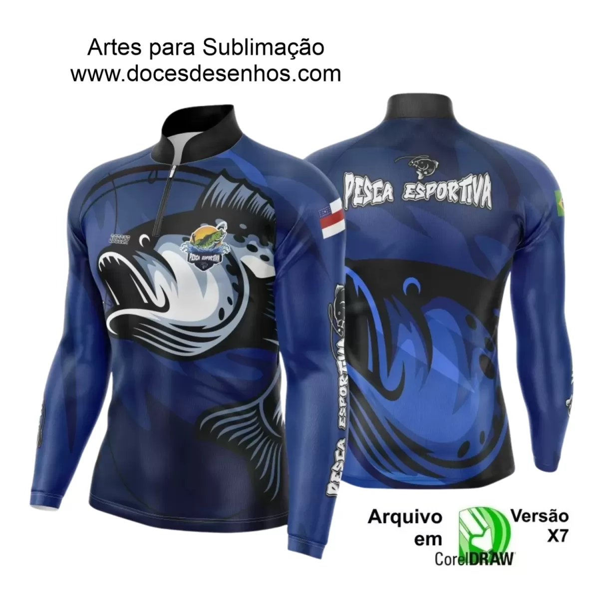 Arte Camiseta de Pesca Esportiva - 2024- 2025 - Templates Prontos