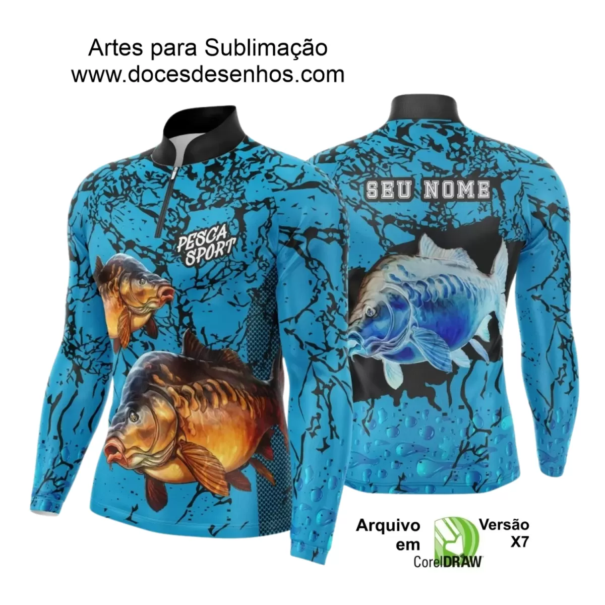 Arte Camiseta de Pesca Esportiva - 2024- 2025 - Templates Prontos