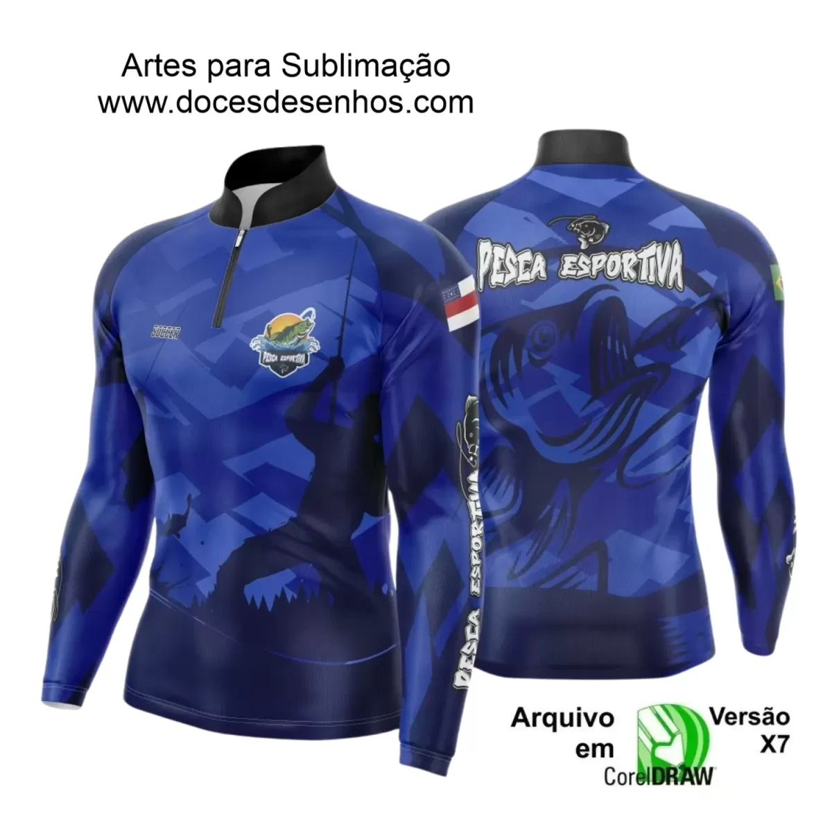 Arte Camiseta de Pesca Esportiva - 2024- 2025 - Templates Prontos