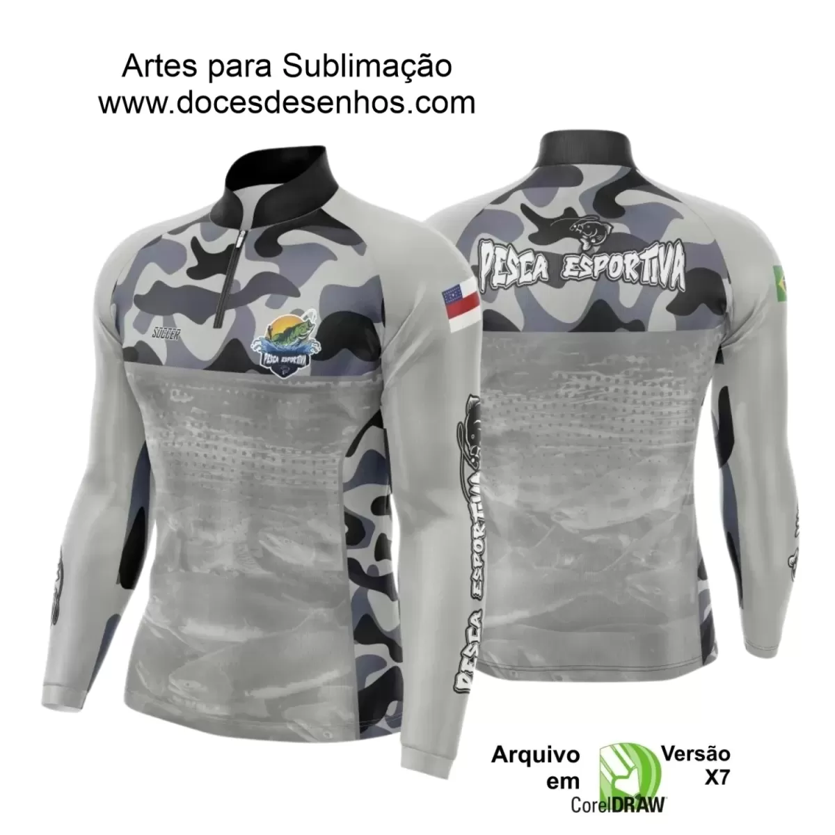 Arte Camiseta de Pesca Esportiva - 2024- 2025 - Templates Prontos