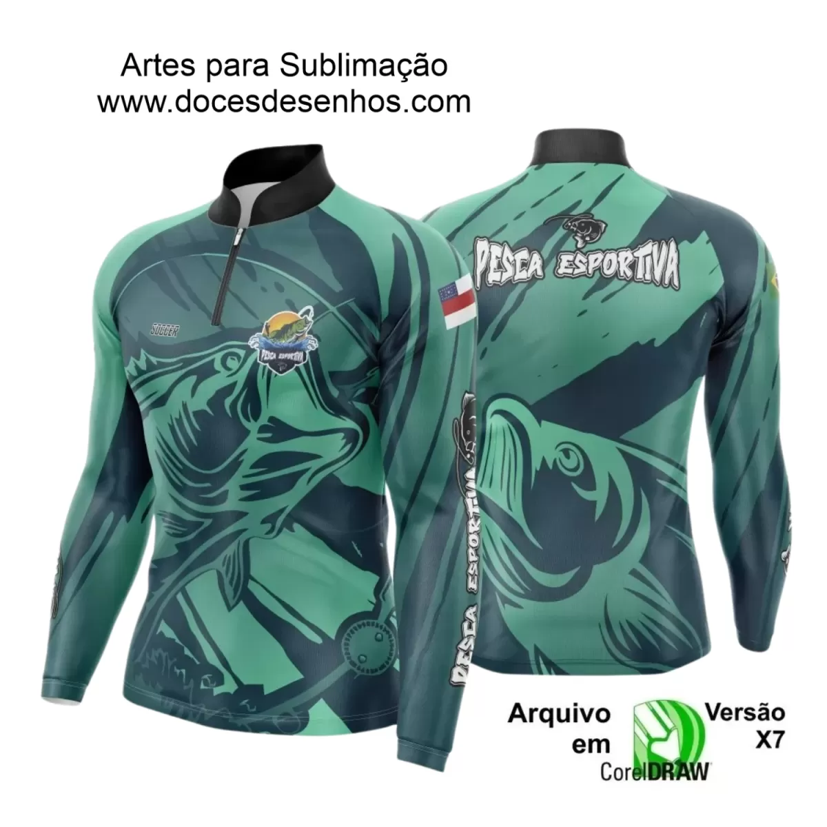 Arte Camiseta de Pesca Esportiva - 2024- 2025 - Templates Prontos