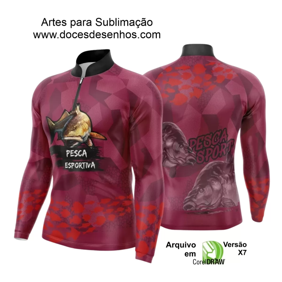 Arte Camiseta de Pesca Esportiva - 2024- 2025 - Templates Prontos