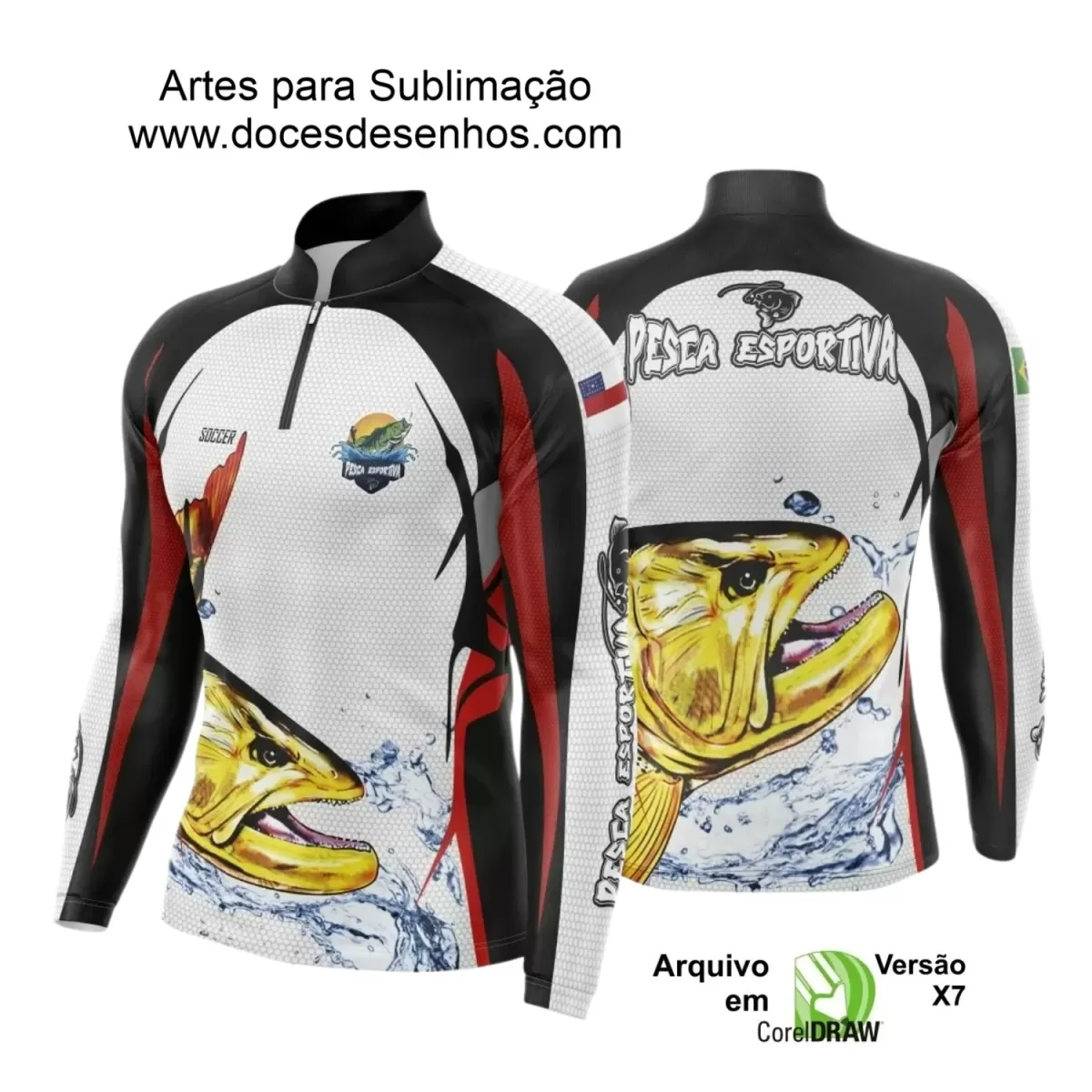 Arte Camiseta de Pesca Esportiva - 2024- 2025 - Templates Prontos