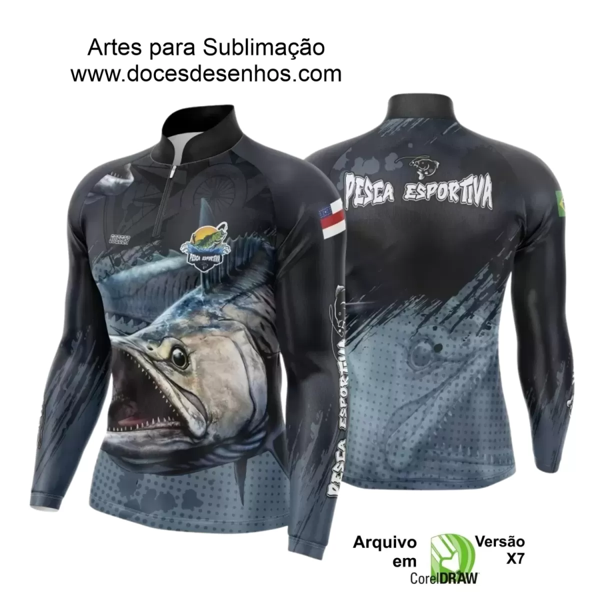 Arte Camiseta de Pesca Esportiva - 2024- 2025 - Templates Prontos