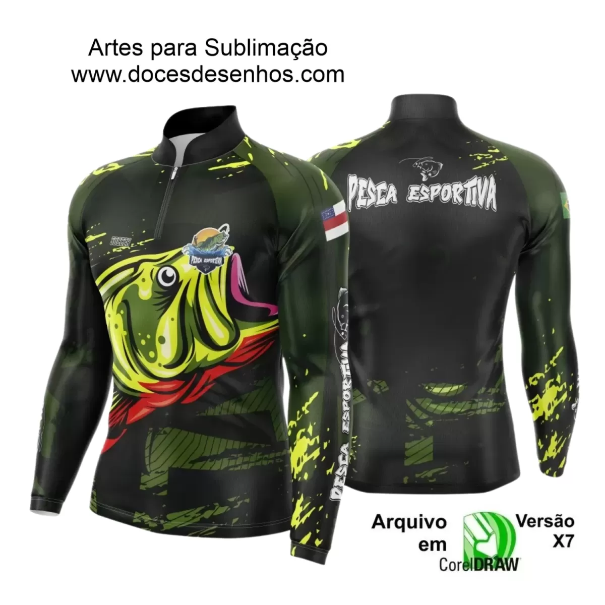 Arte Camiseta de Pesca Esportiva - 2024- 2025 - Templates Prontos