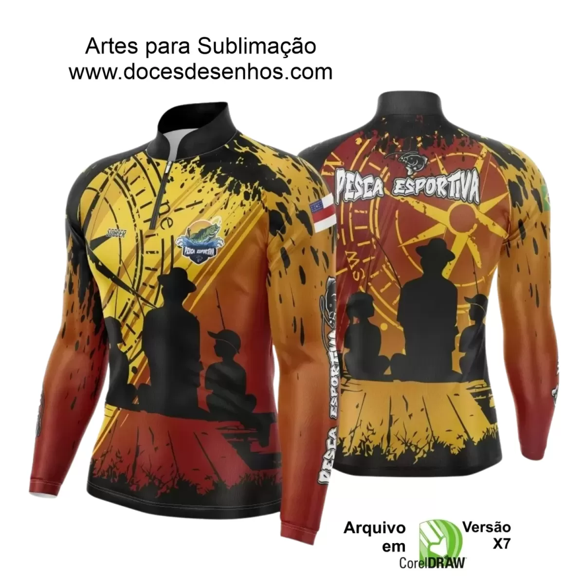 Arte Camiseta de Pesca Esportiva - 2024- 2025 - Templates Prontos