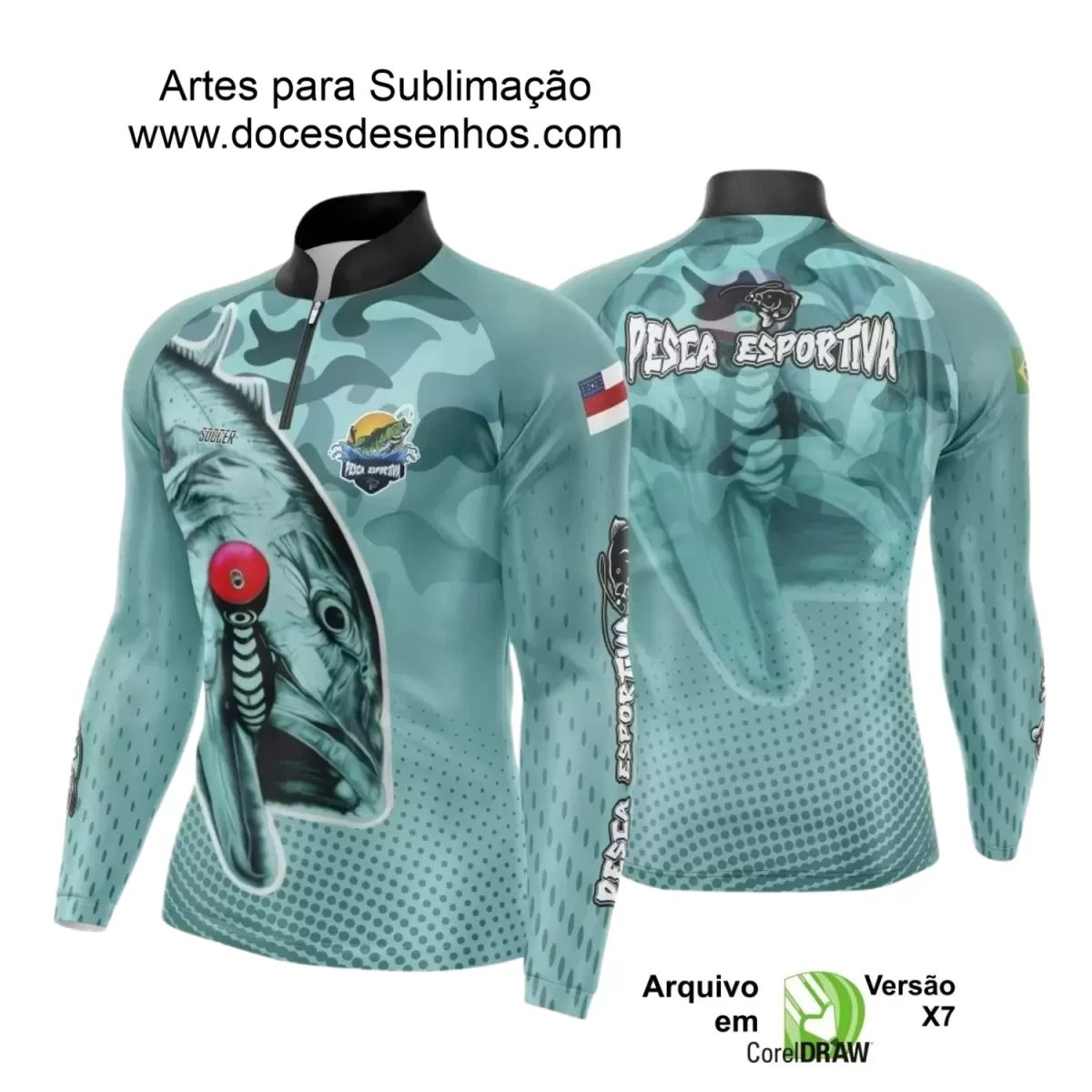 Arte Camiseta de Pesca Esportiva - 2024- 2025 - Templates Prontos