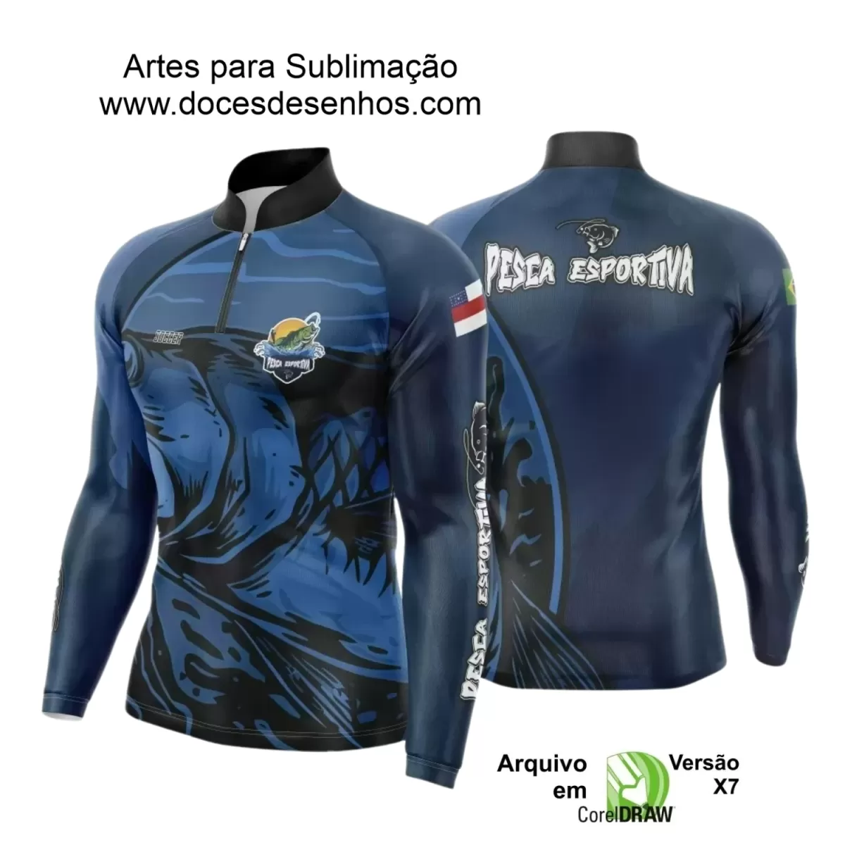 Arte Camiseta de Pesca Esportiva - 2024- 2025 - Templates Prontos