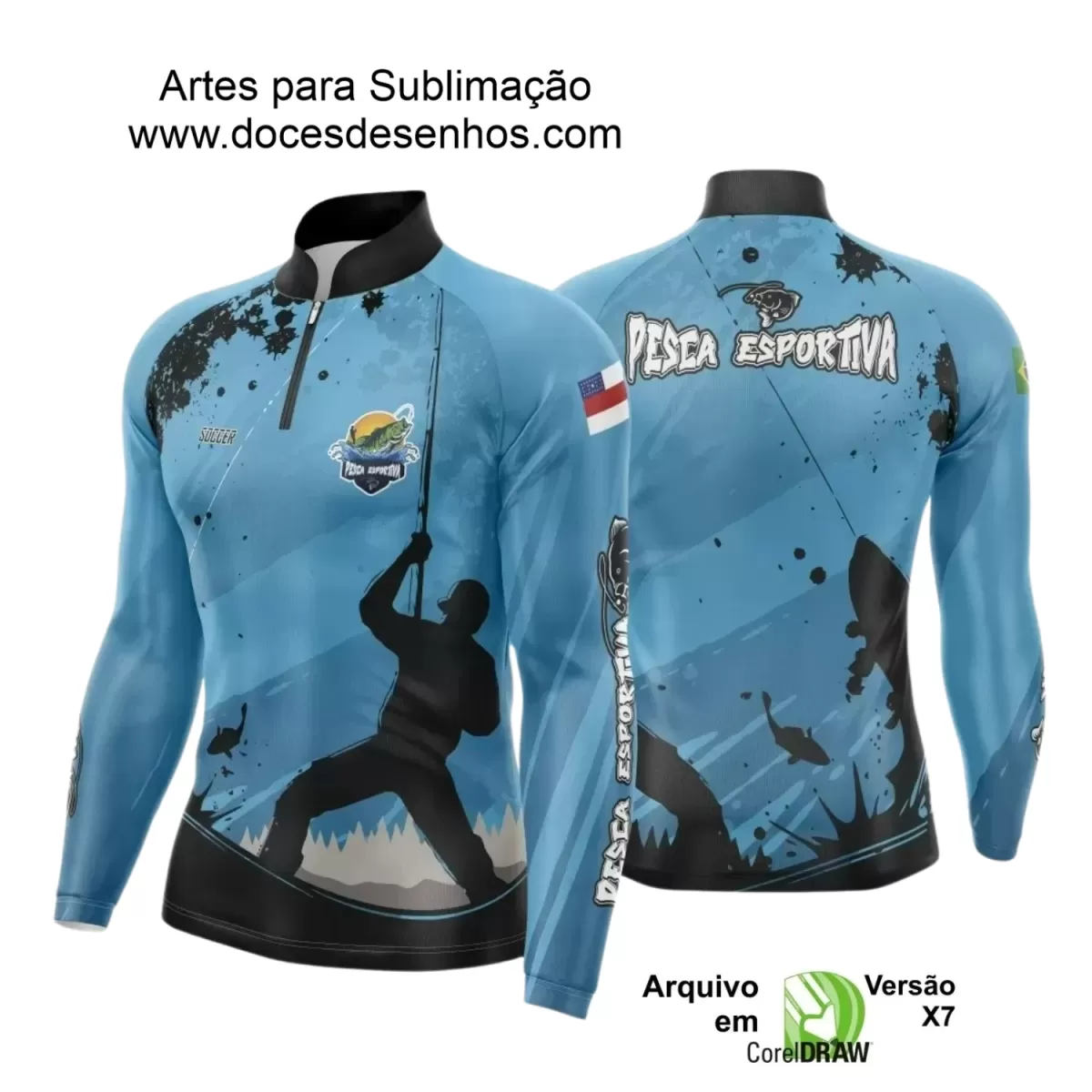 Arte Camiseta de Pesca Esportiva - 2024- 2025 - Templates Prontos