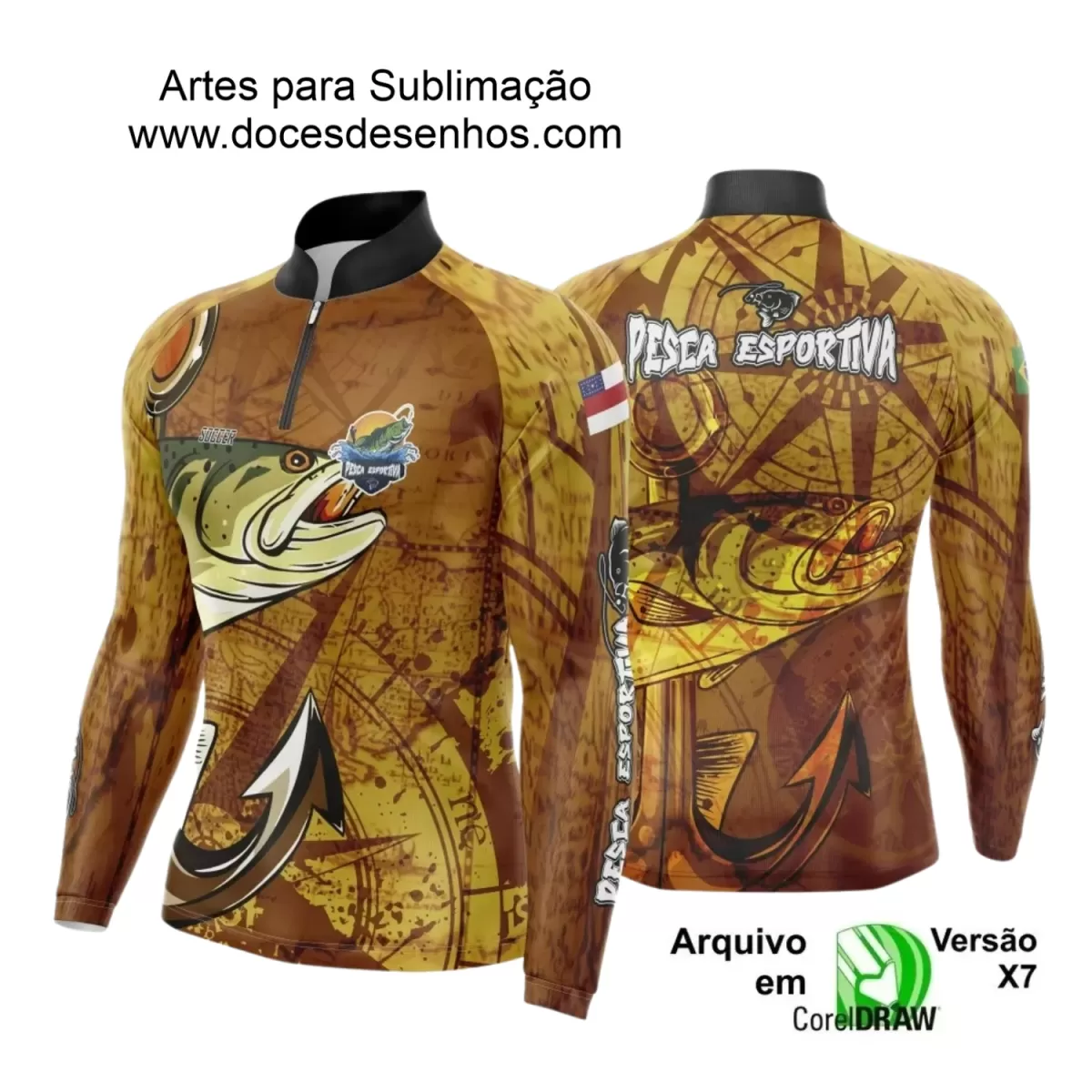 Arte Camiseta de Pesca Esportiva - 2024- 2025 - Templates Prontos