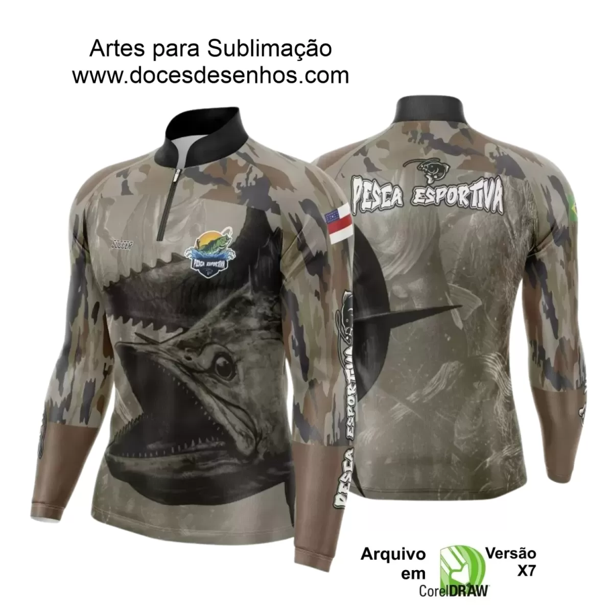 Arte Camiseta de Pesca Esportiva - 2024- 2025 - Templates Prontos