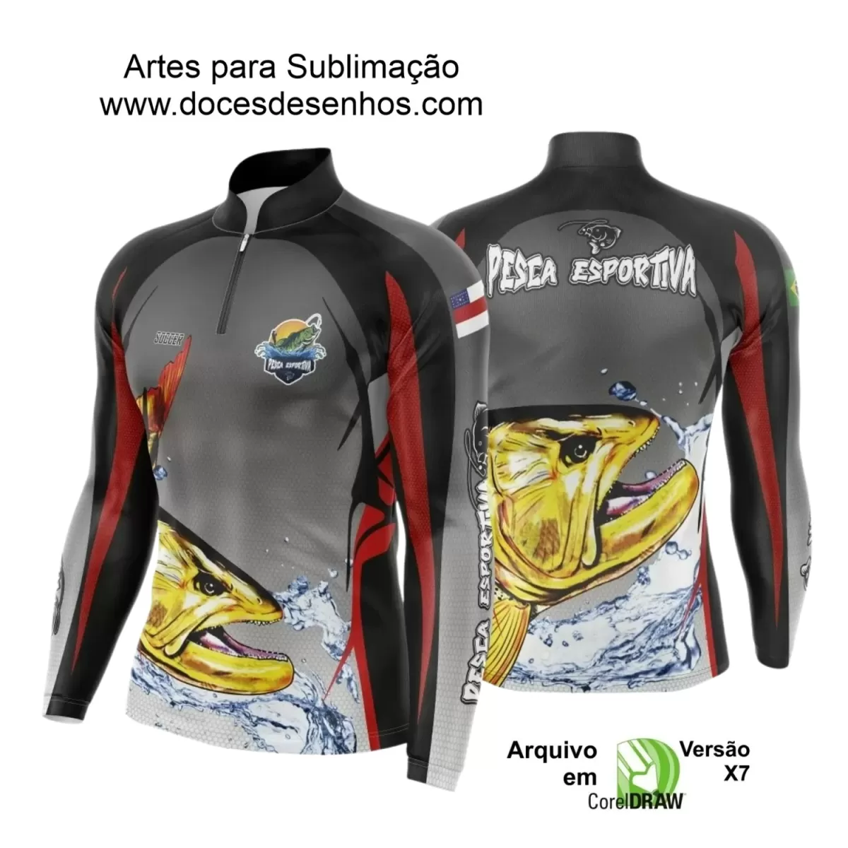 Arte Camiseta de Pesca Esportiva - 2024- 2025 - Templates Prontos