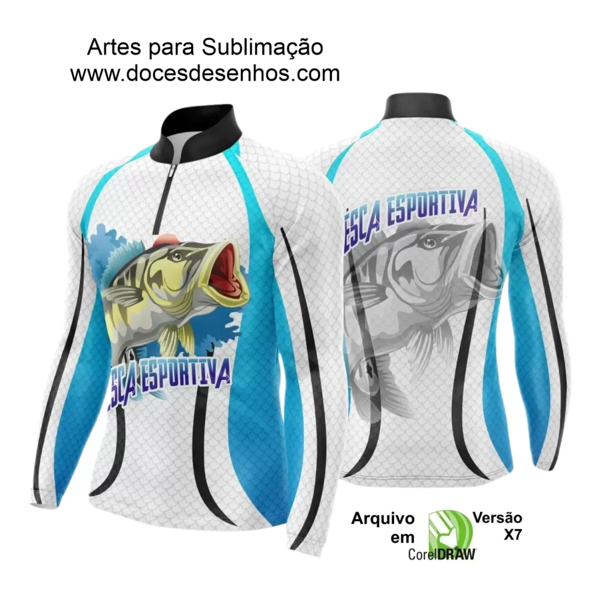 Arte Camiseta de Pesca Esportiva - 2024- 2025 - Templates Prontos