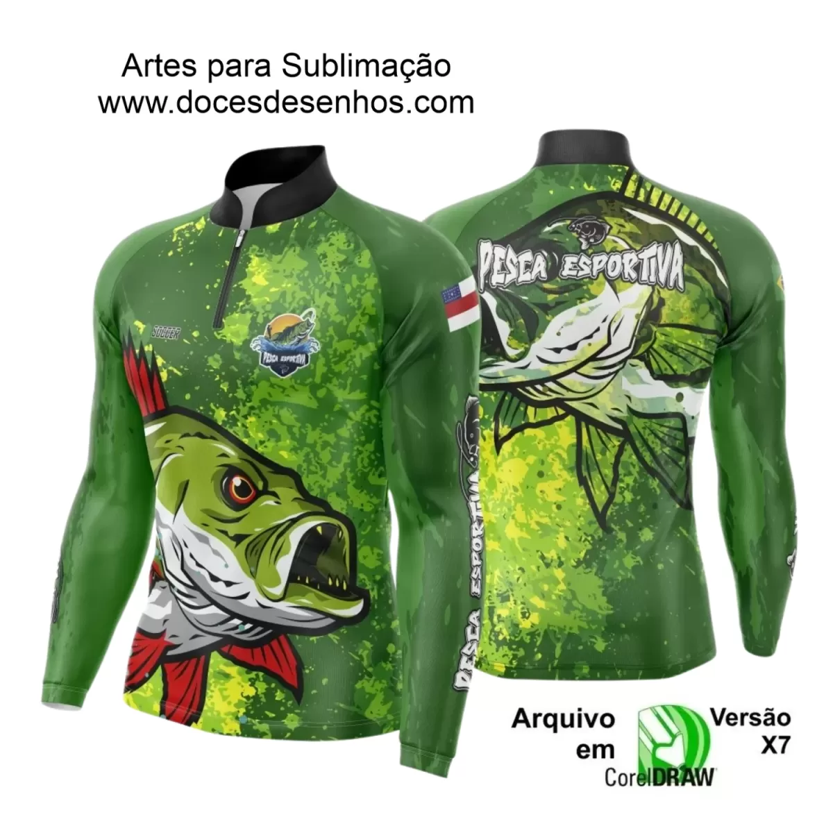 Arte Camiseta de Pesca Esportiva - 2024- 2025 - Templates Prontos