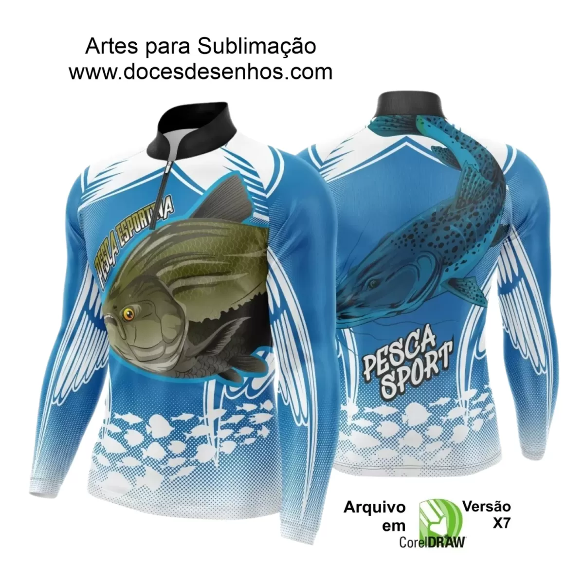 Arte Camiseta de Pesca Esportiva - 2024- 2025 - Templates Prontos