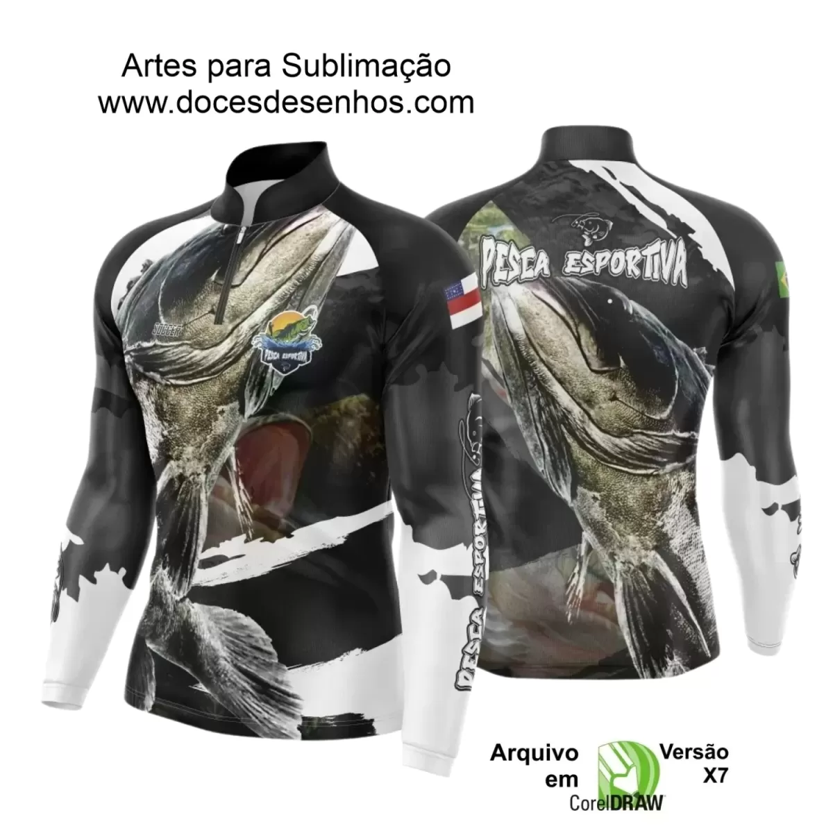 Arte Camiseta de Pesca Esportiva - 2024- 2025 - Templates Prontos