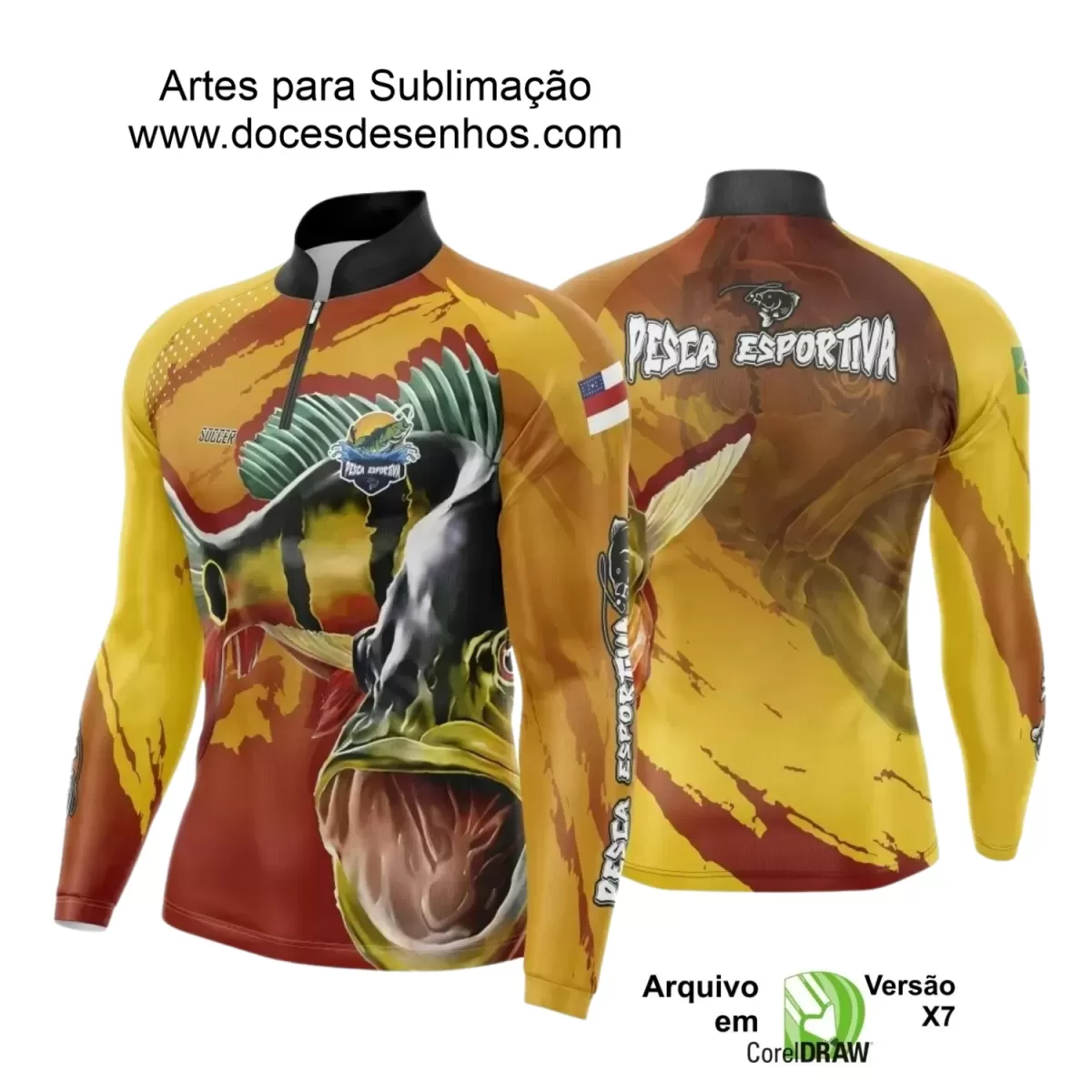 Arte Camiseta de Pesca Esportiva - 2024- 2025 - Templates Prontos