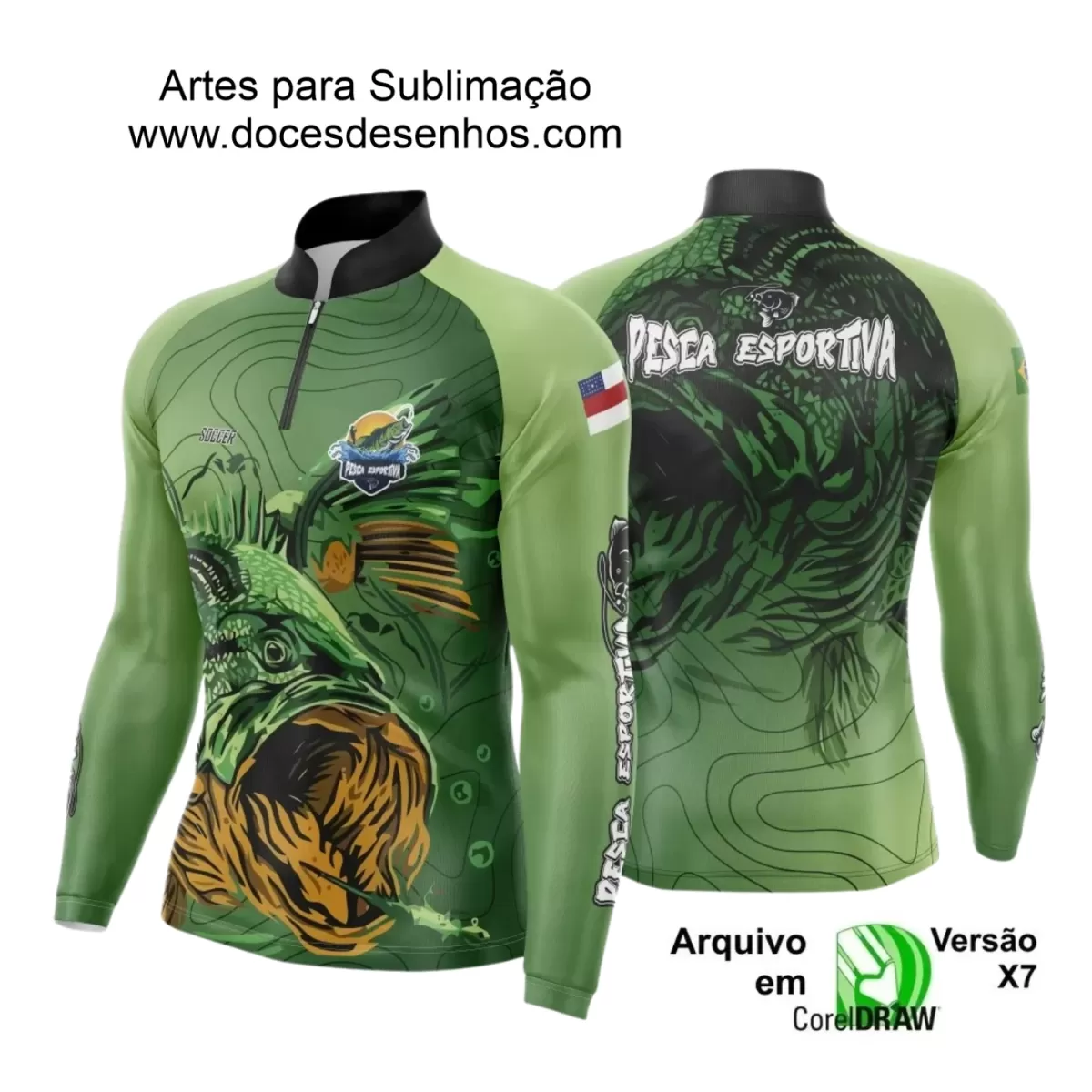 Arte Camiseta de Pesca Esportiva - 2024- 2025 - Templates Prontos