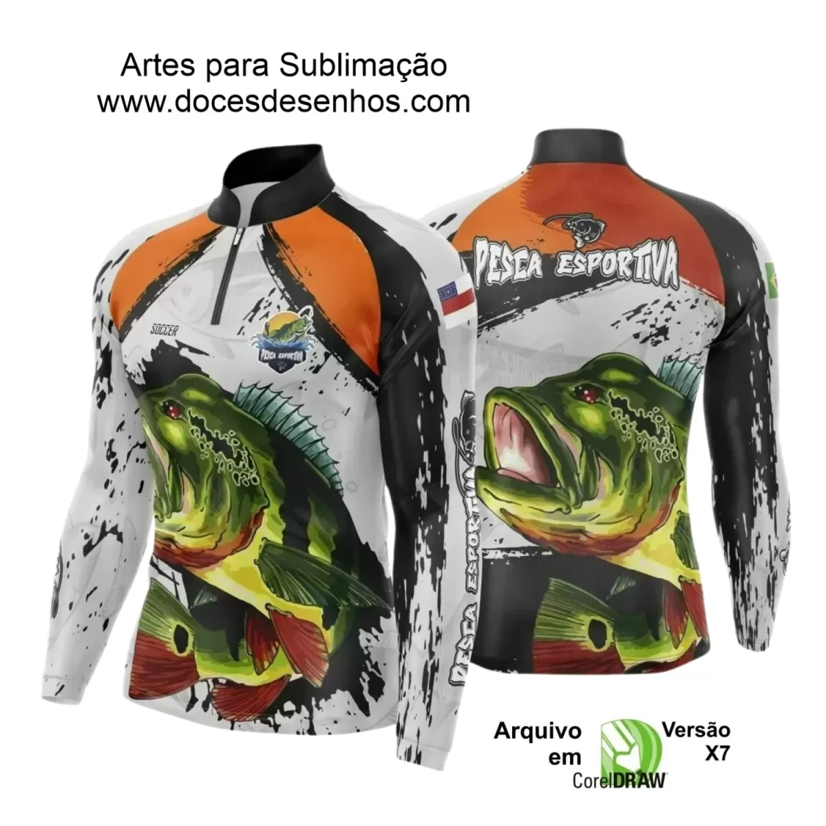 Arte Camiseta de Pesca Esportiva - 2024- 2025 - Templates Prontos