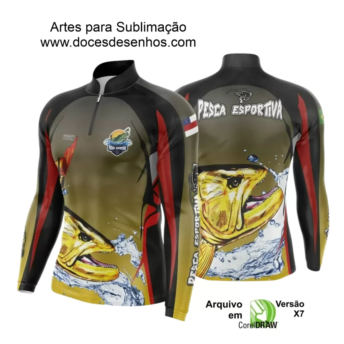 Arte Camiseta de Pesca Esportiva - 2024- 2025 - Templates Prontos