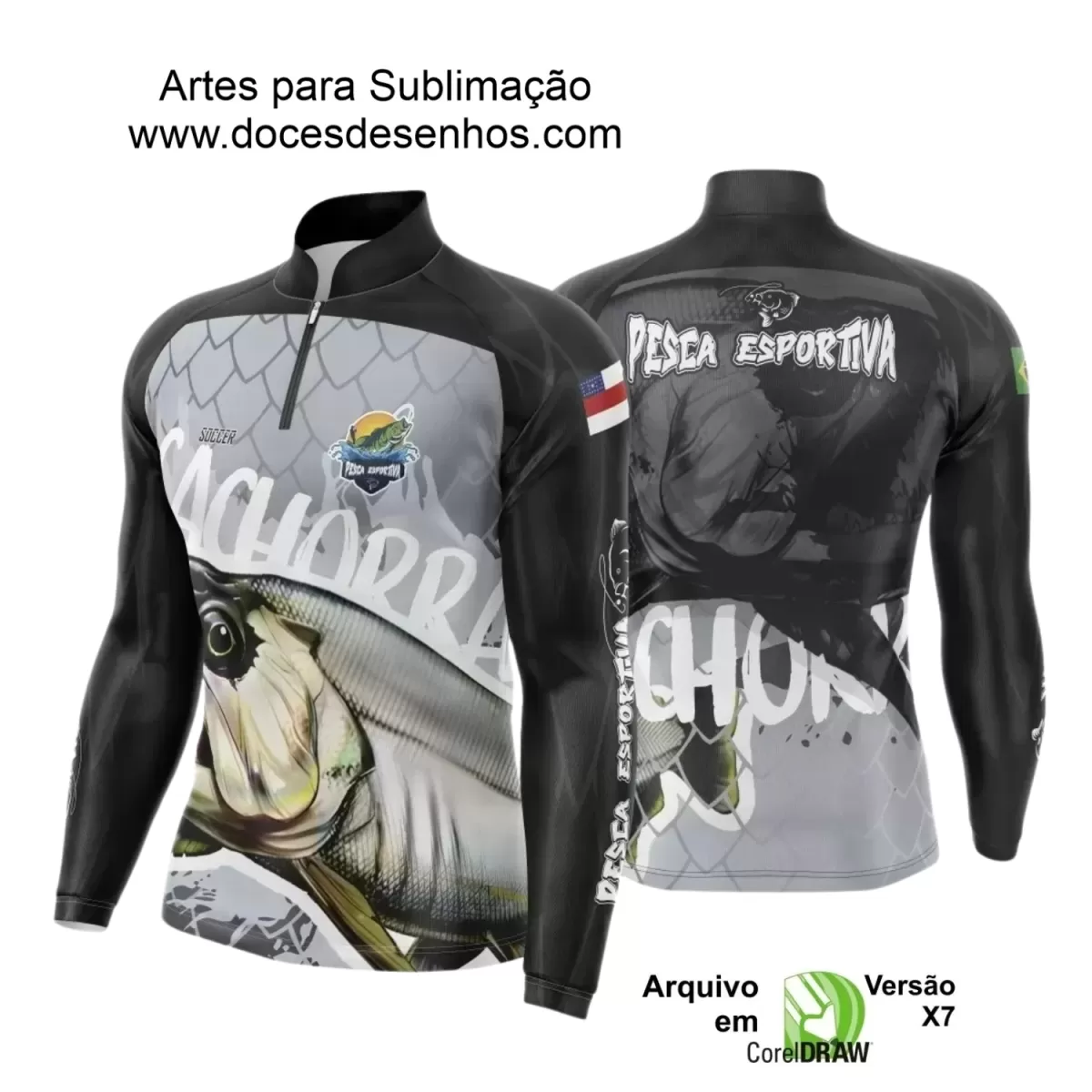 Arte Camiseta de Pesca Esportiva - 2024- 2025 - Templates Prontos