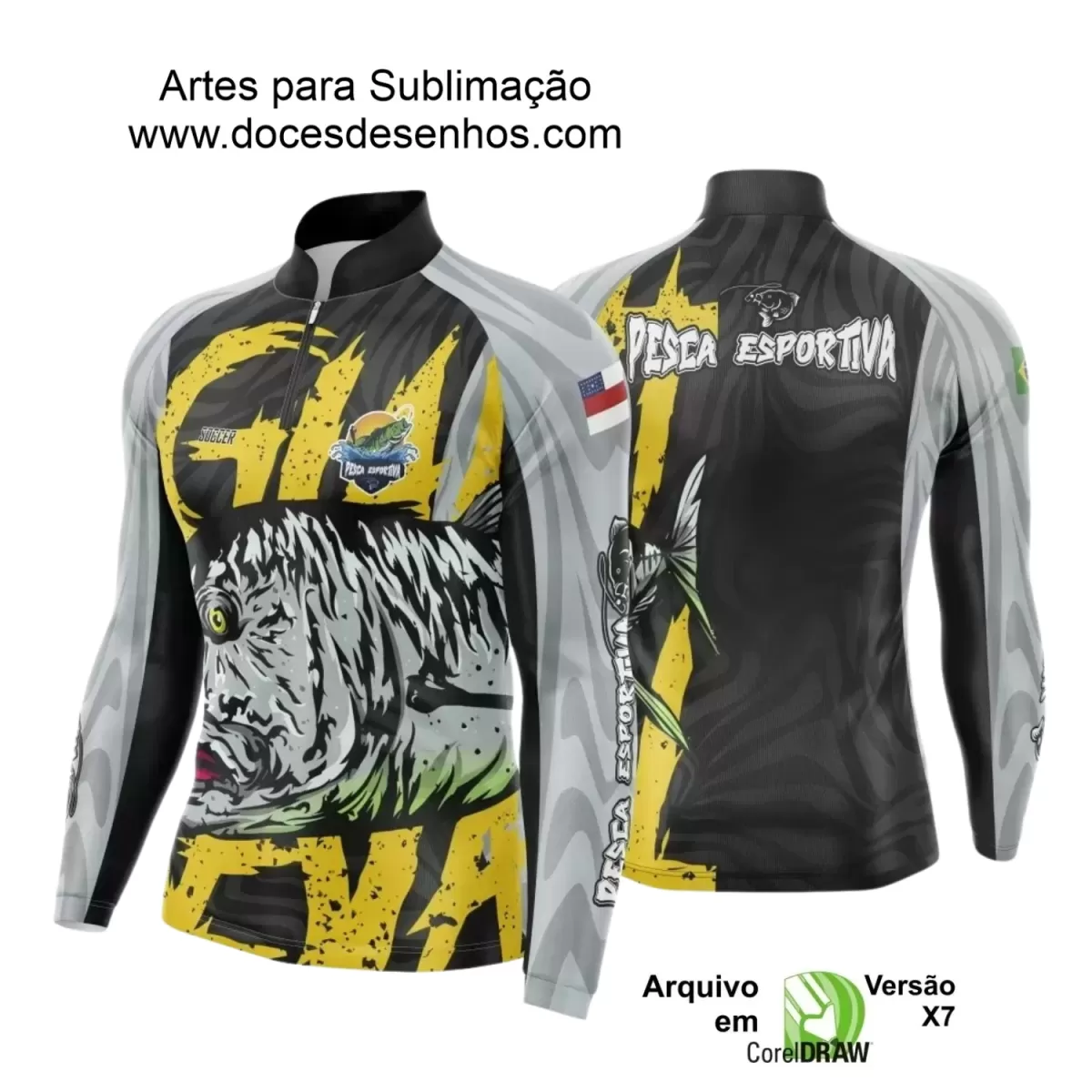 Arte Camiseta de Pesca Esportiva - 2024- 2025 - Templates Prontos