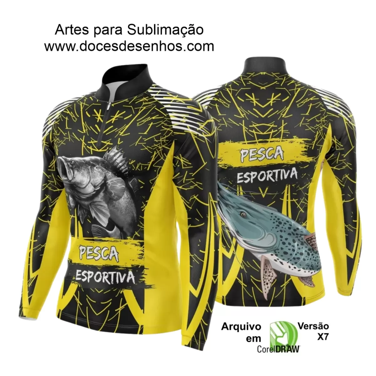 Arte Camiseta de Pesca Esportiva - 2024- 2025 - Templates Prontos