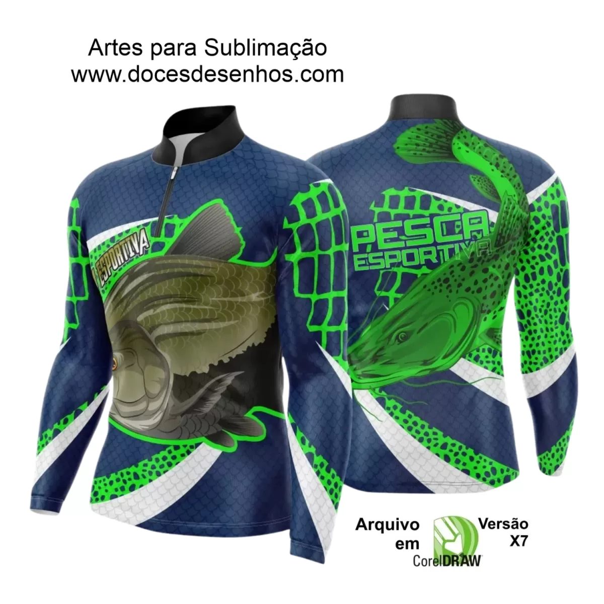 Arte Camiseta de Pesca Esportiva - 2024- 2025 - Templates Prontos