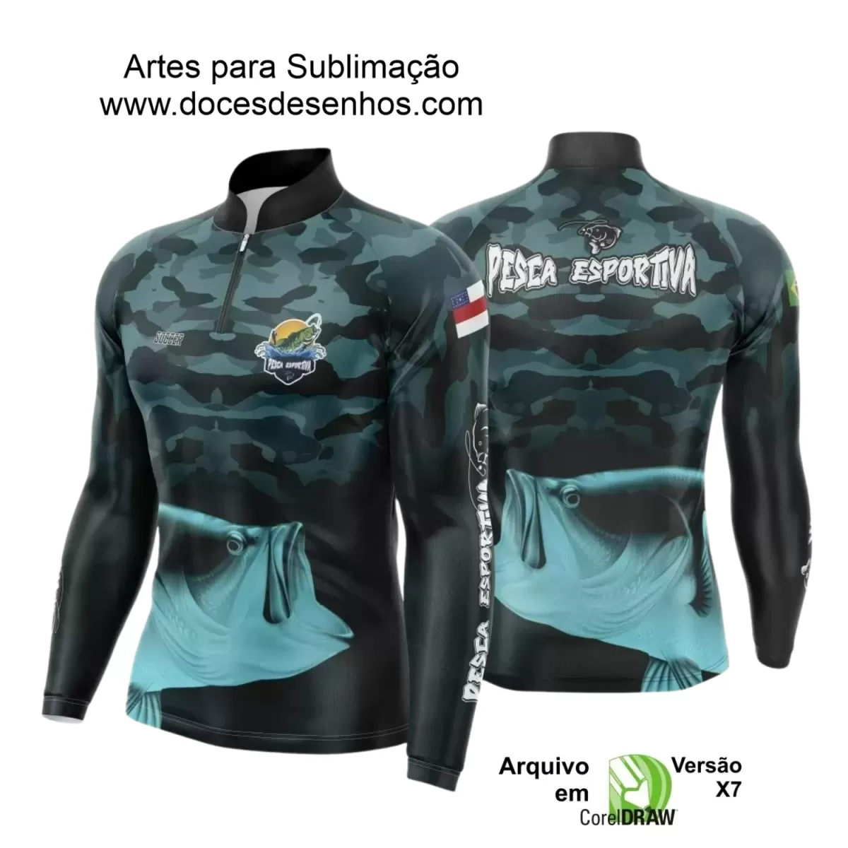 Arte Camiseta de Pesca Esportiva - 2024- 2025 - Templates Prontos