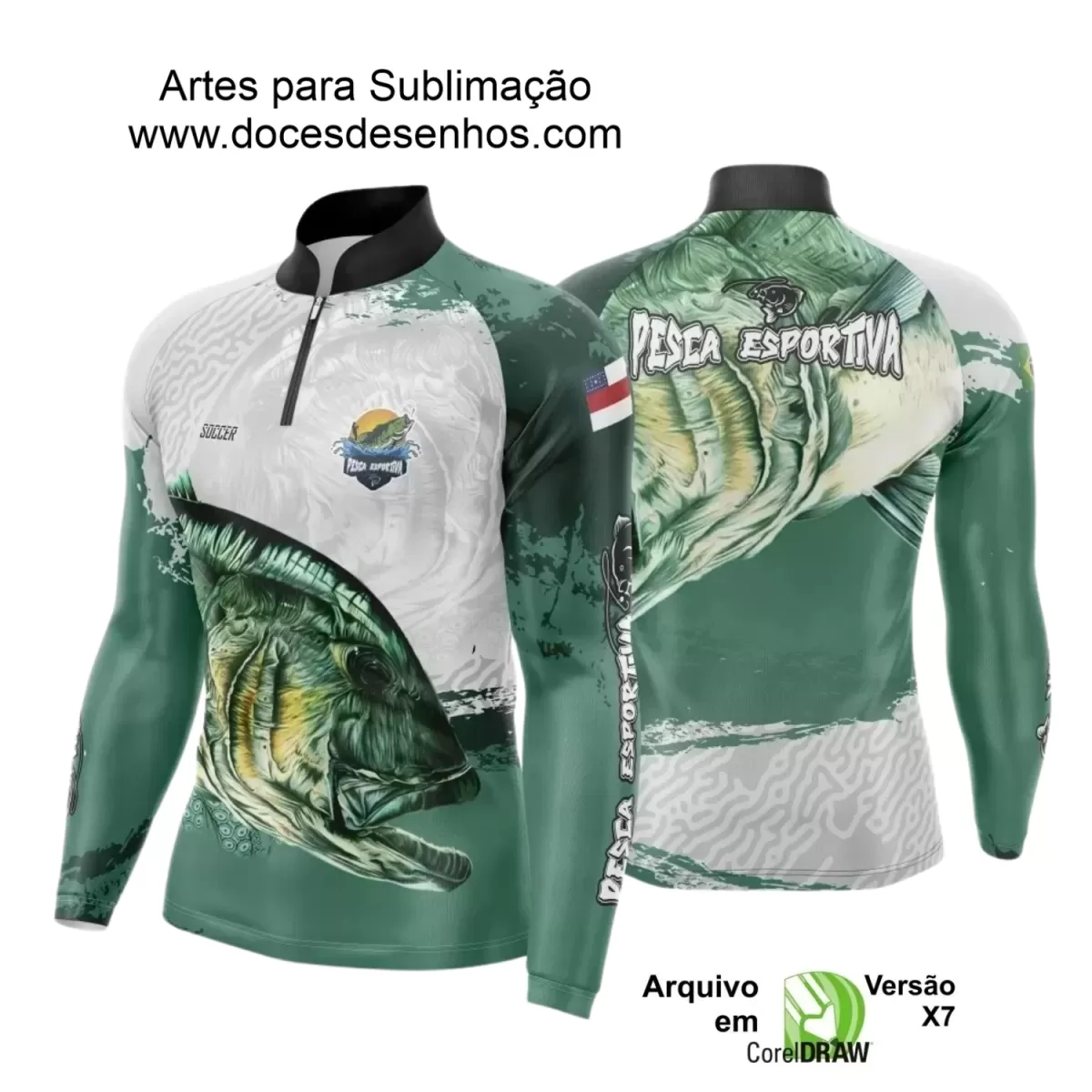 Arte Camiseta de Pesca Esportiva - 2024- 2025 - Templates Prontos