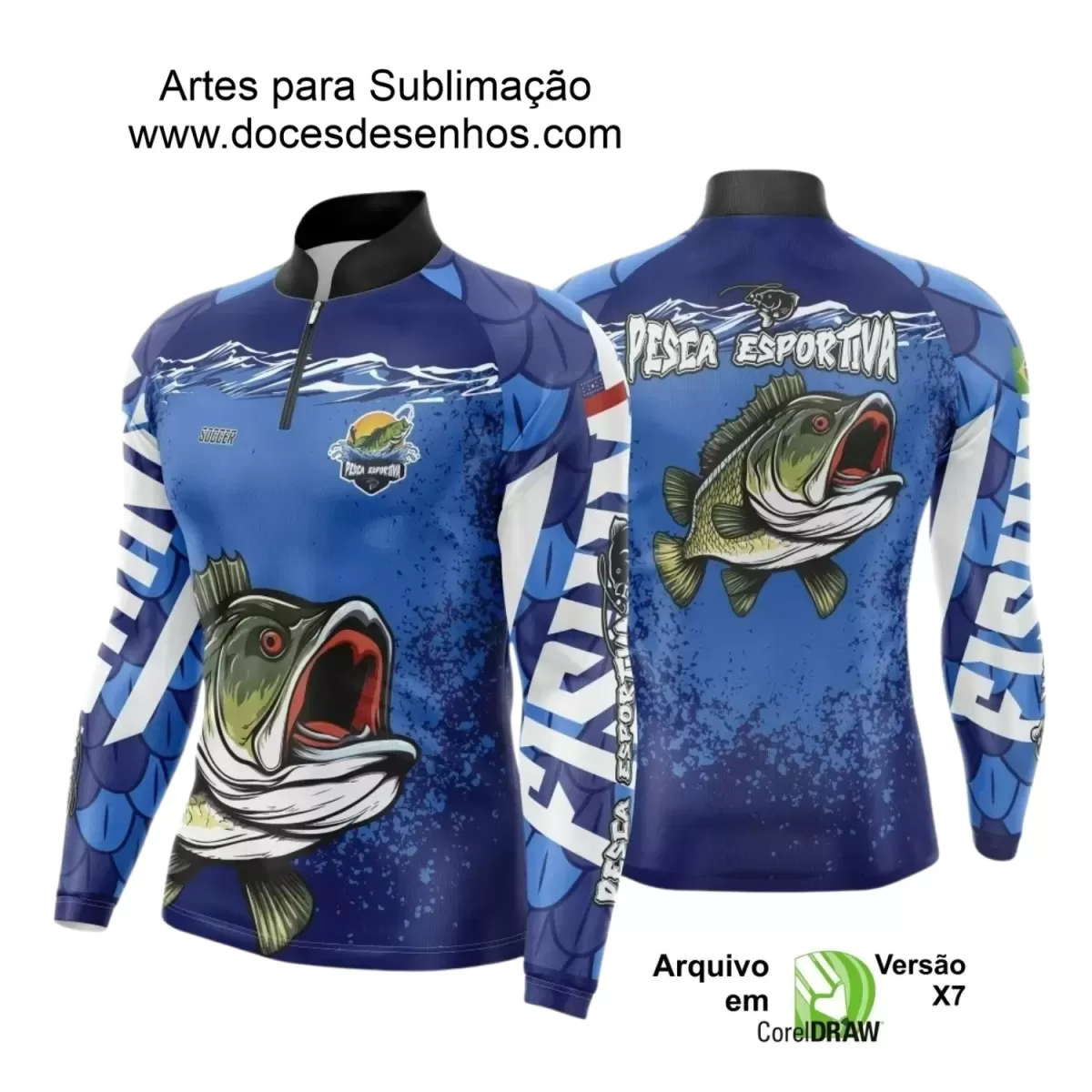 Arte Camiseta de Pesca Esportiva - 2024- 2025 - Templates Prontos