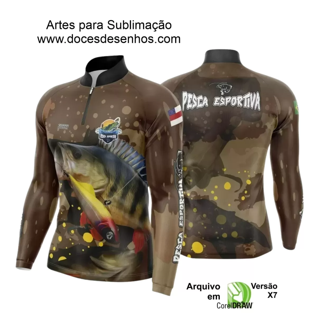 Arte Camiseta de Pesca Esportiva - 2024- 2025 - Templates Prontos