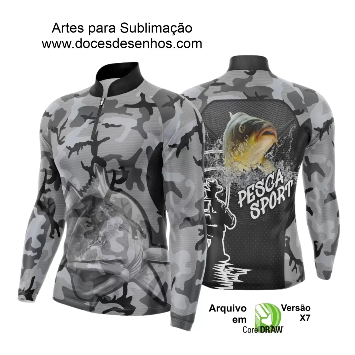 Arte Camiseta de Pesca Esportiva - 2024- 2025 - Templates Prontos