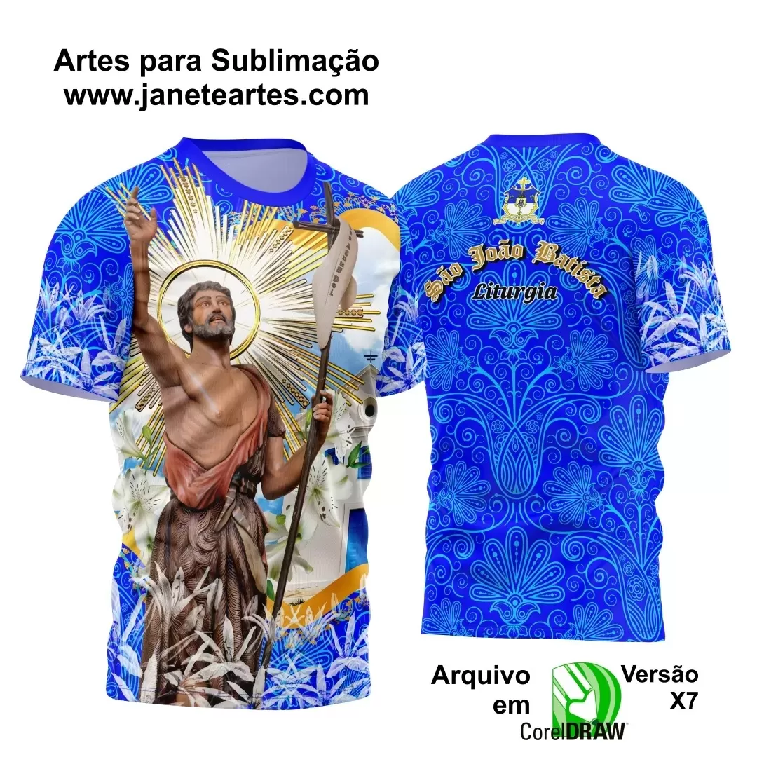 Arte Estampa Camisa Azul 2024 - Religião - Festejo - São João Batista 2024 - 2025