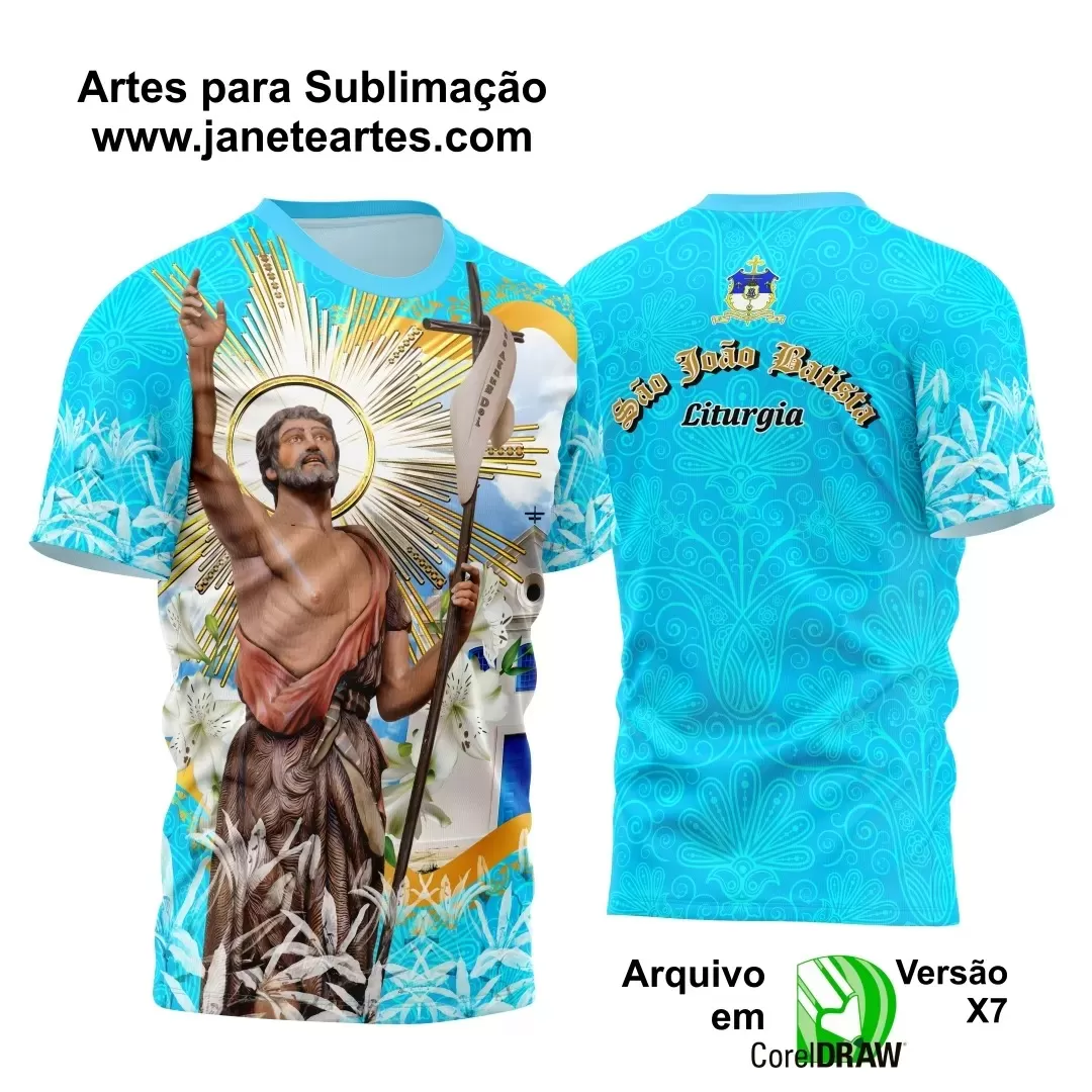 Arte Estampa Camisa Azul 2024 - Religião - Festejo - São João Batista 2024 - 2025